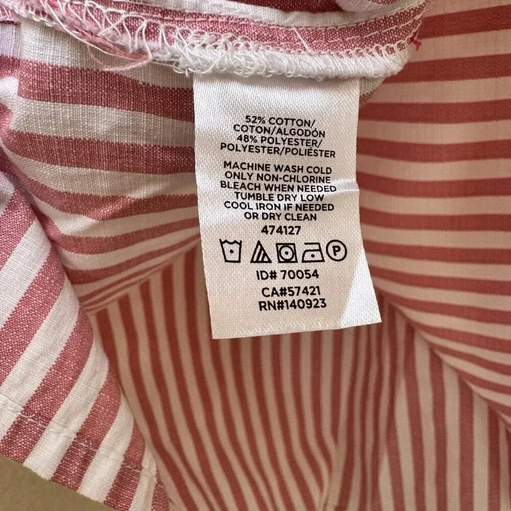 LOFT Off The Shoulder Puff Short Sleeve Blouse Top Striped Pink White Small P